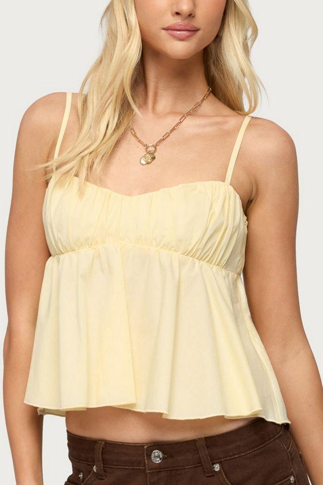 Edikted Byrdie Ruched Babydoll Tank Top by EDIKTED