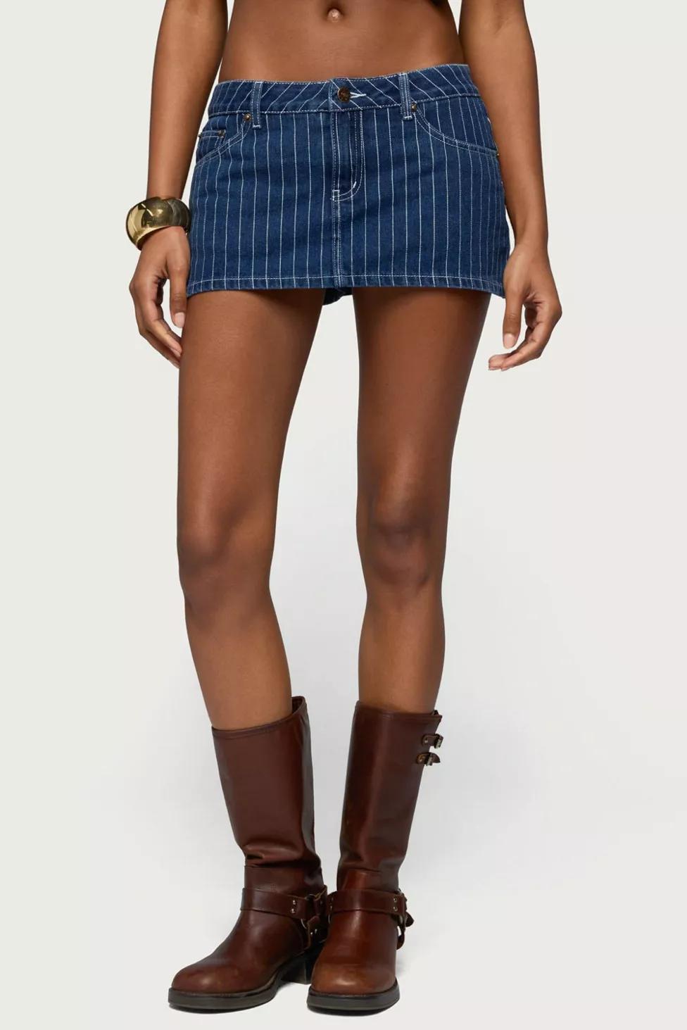 Edikted Camelia Denim Mini Skort by EDIKTED