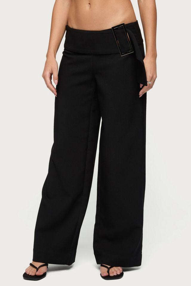 Edikted Cerise Buckle Low Rise Baggy Pants by EDIKTED