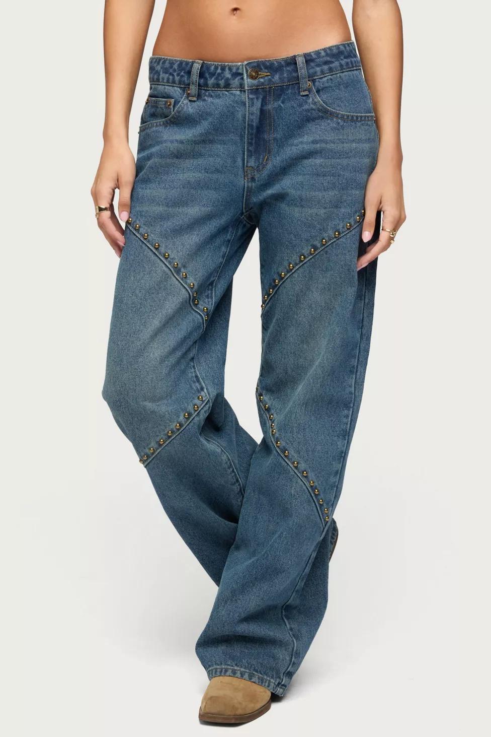 Edikted Charla Stud Low Rise Baggy Jean by EDIKTED