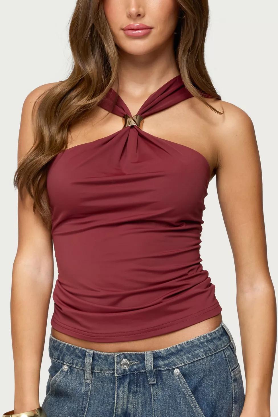 Edikted Cielle Wide Strap Gathered Top by EDIKTED Edikted Cielle Wide Strap Gathered Top by EDIKTED