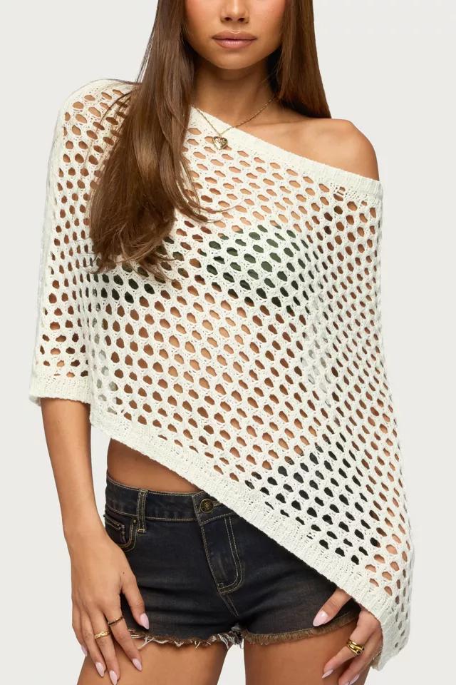 Edikted Cloe Off Shoulder Crochet Poncho by EDIKTED