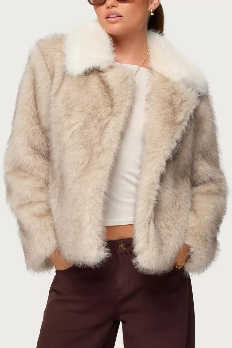 Edikted Contrast Collar Faux Fur Jacket by EDIKTED