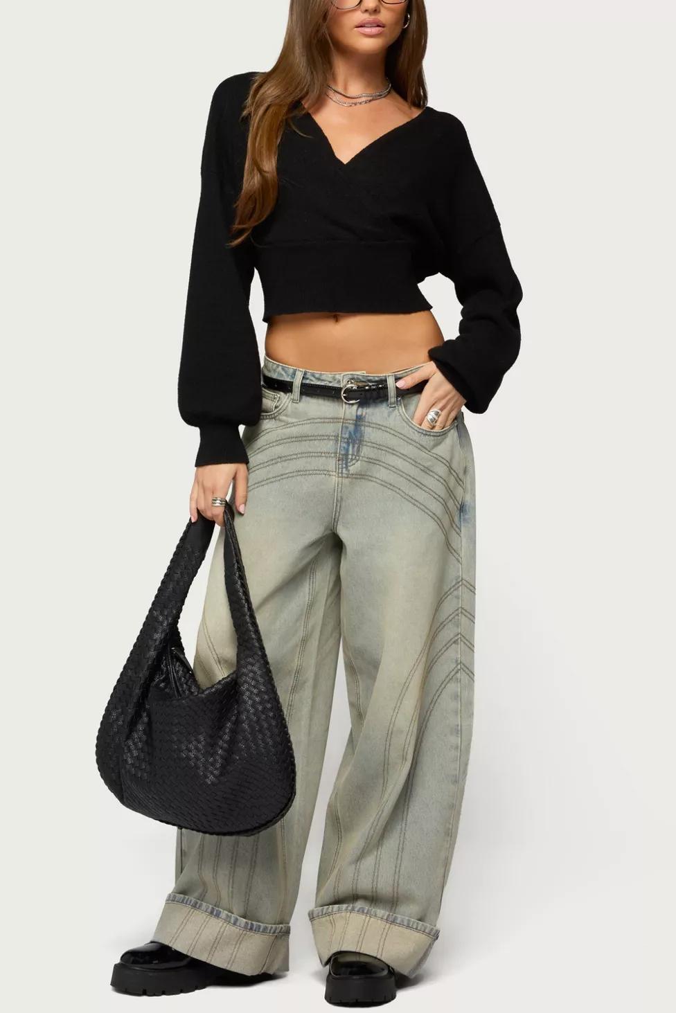 Edikted Cuffed Low Rise Wide Leg Jean by EDIKTED
