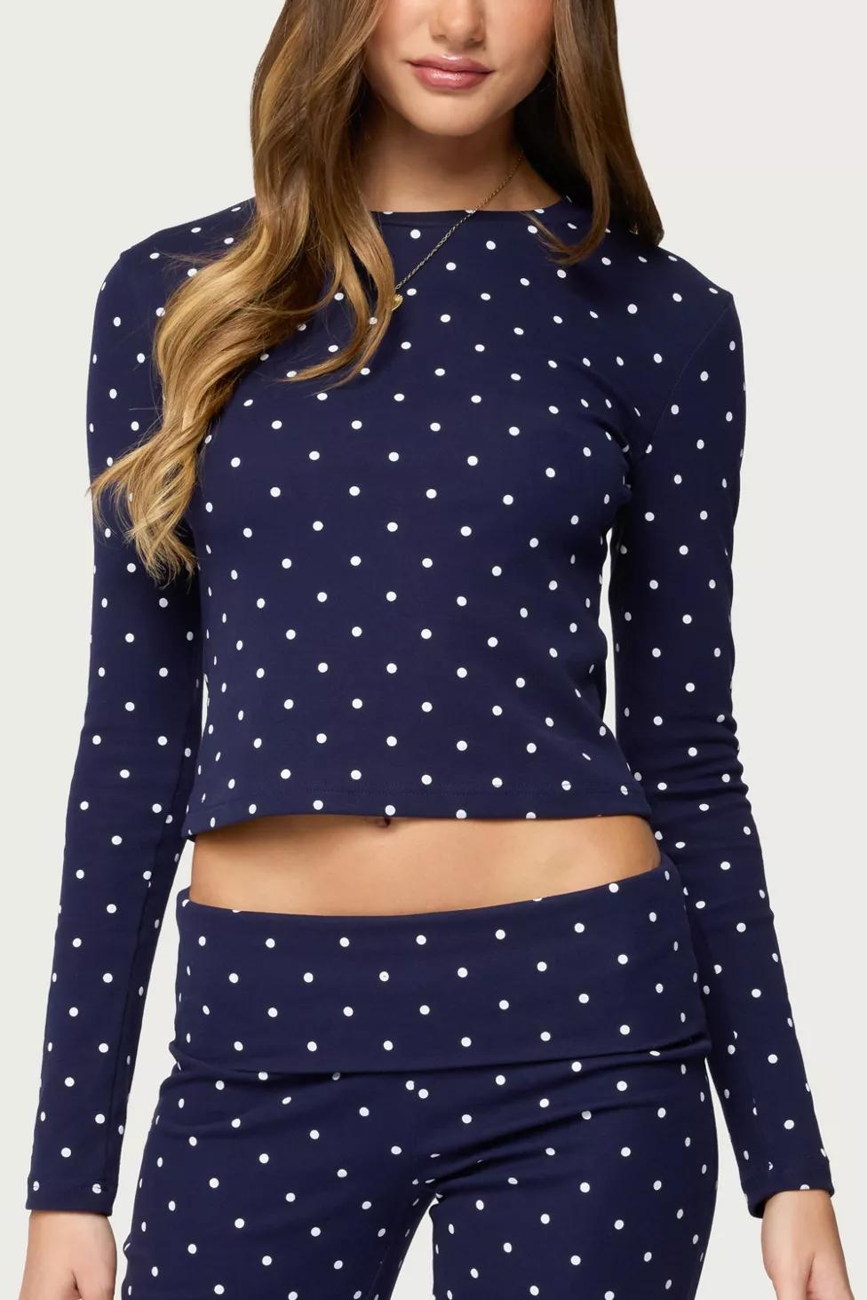 Edikted Daliya Polka Dot Long Sleeve Top by EDIKTED