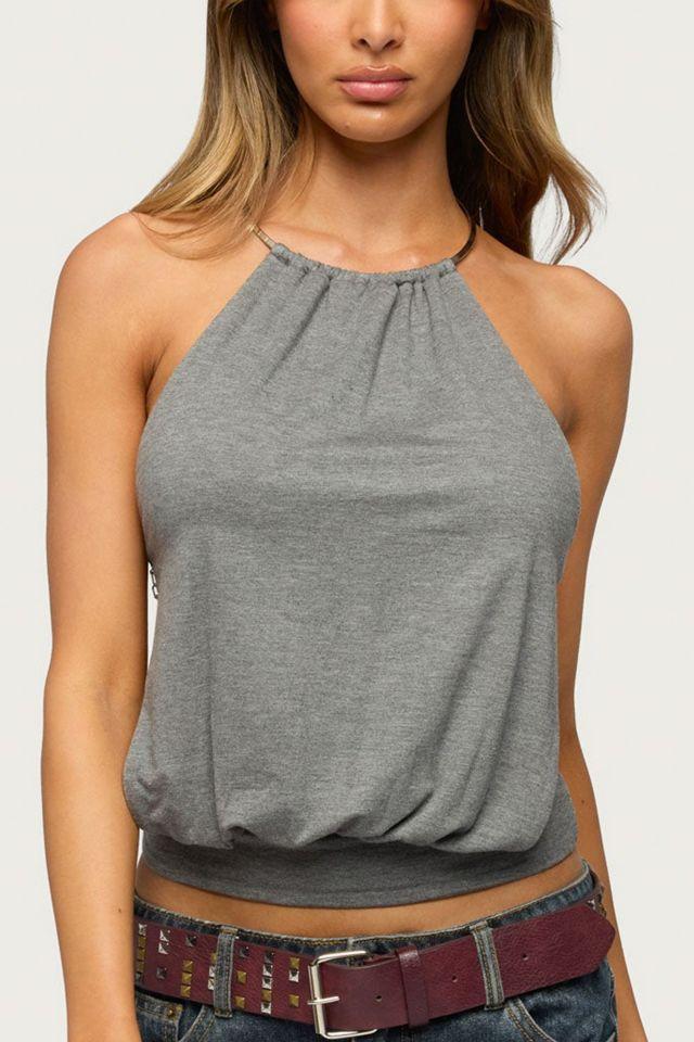 Edikted Damarey Chain Backless Halter Top by EDIKTED