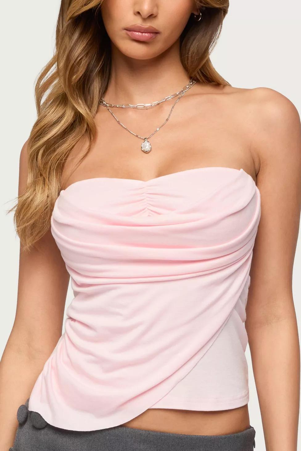 Edikted Darciee Draped Layered Look Strapless Top by EDIKTED