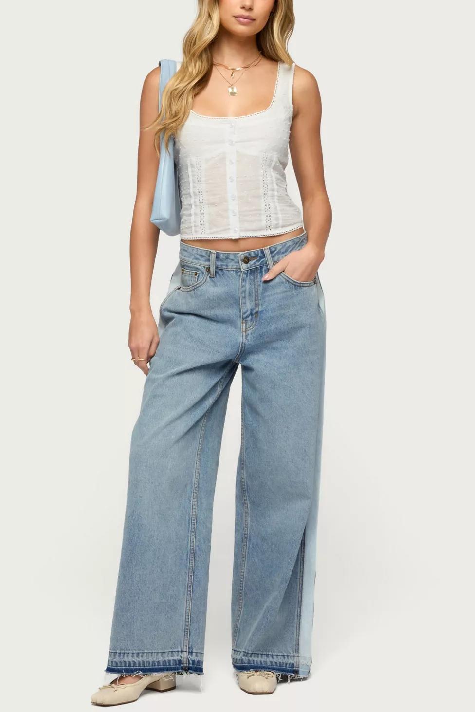 Edikted Embroidered Cotton Button Up Top by EDIKTED