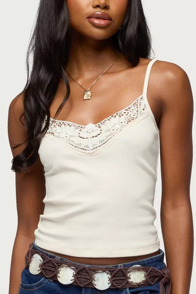Edikted Fawnie Crochet Ribbed Tank Top by EDIKTED
