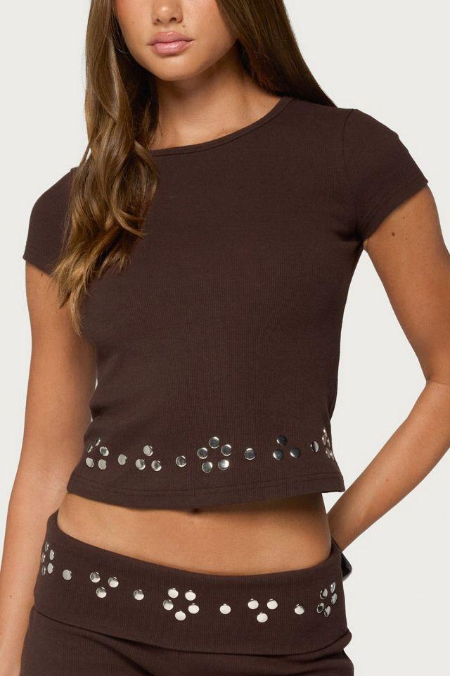 Edikted Fontey Studded Ribbed Top by EDIKTED