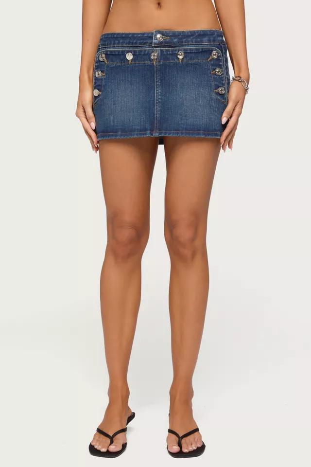 Edikted Fridie Buttoned Denim Mini Skort by EDIKTED