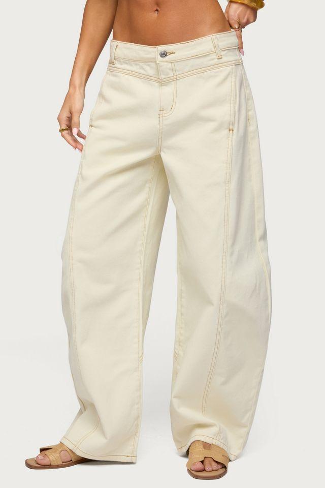 Edikted Gili Contrast Stitch Low Rise Barrel Jeans by EDIKTED