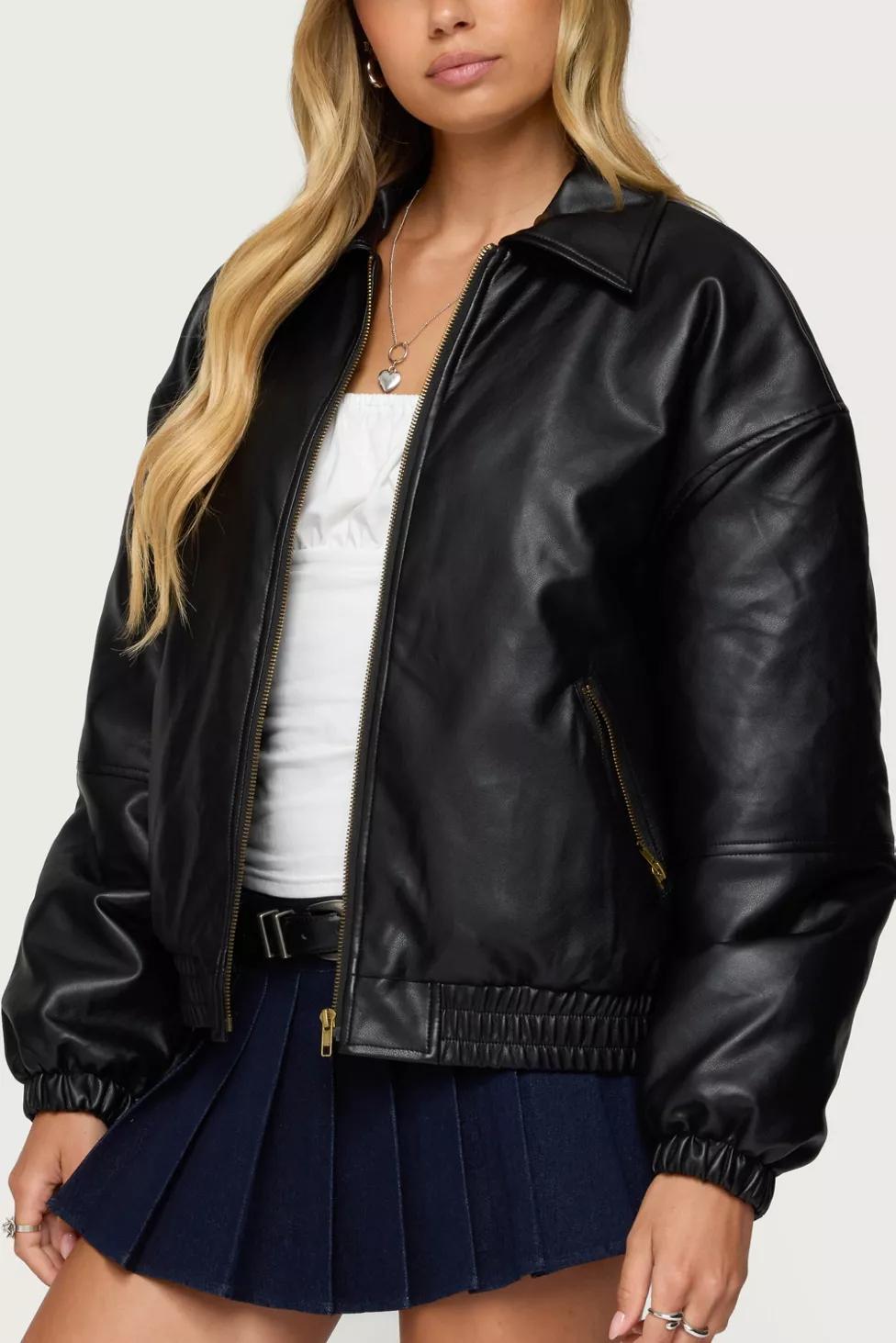 Edikted Halley Faux Leather Bomber Jacket by EDIKTED