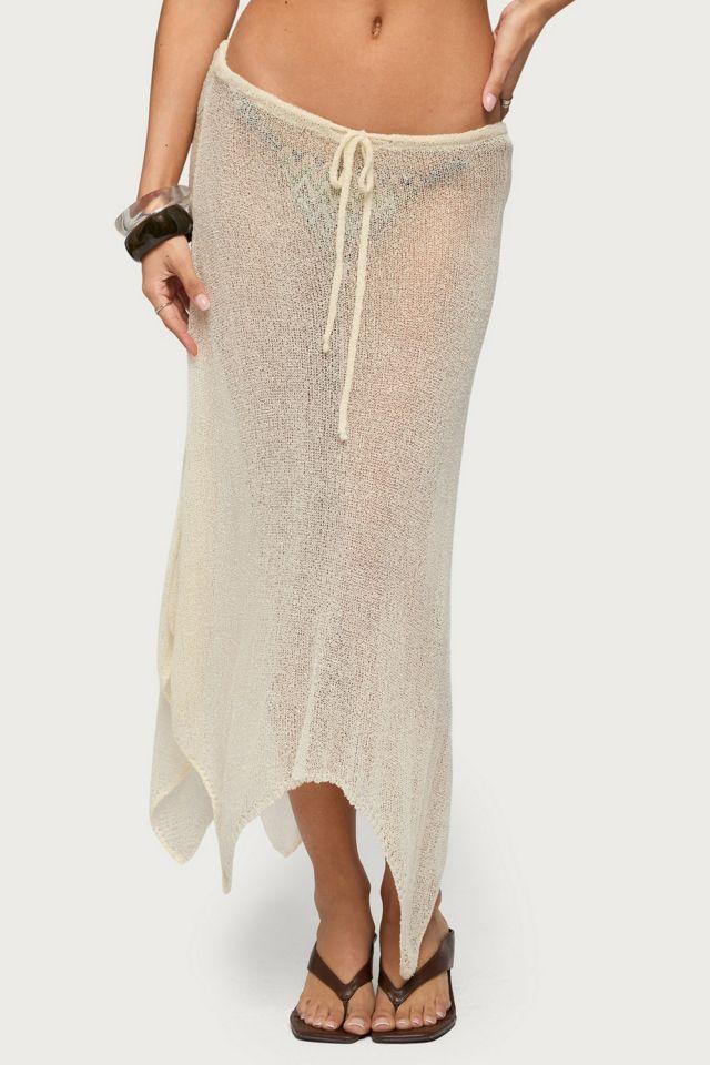 Edikted Isla Handkerchief Sheer Knit Midi Skirt by EDIKTED