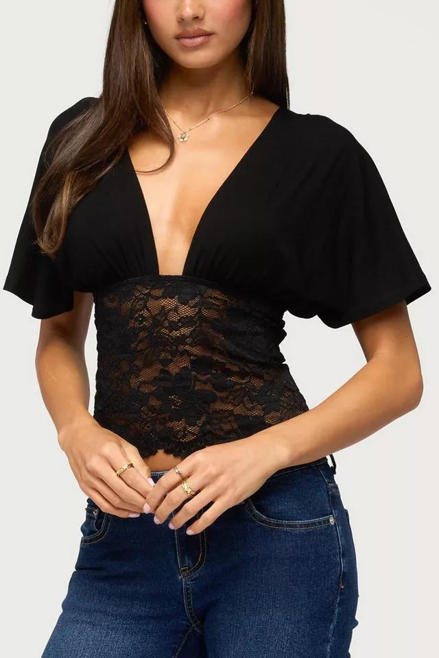 Edikted Jaeda Lacey Flutter Plunging Top by EDIKTED