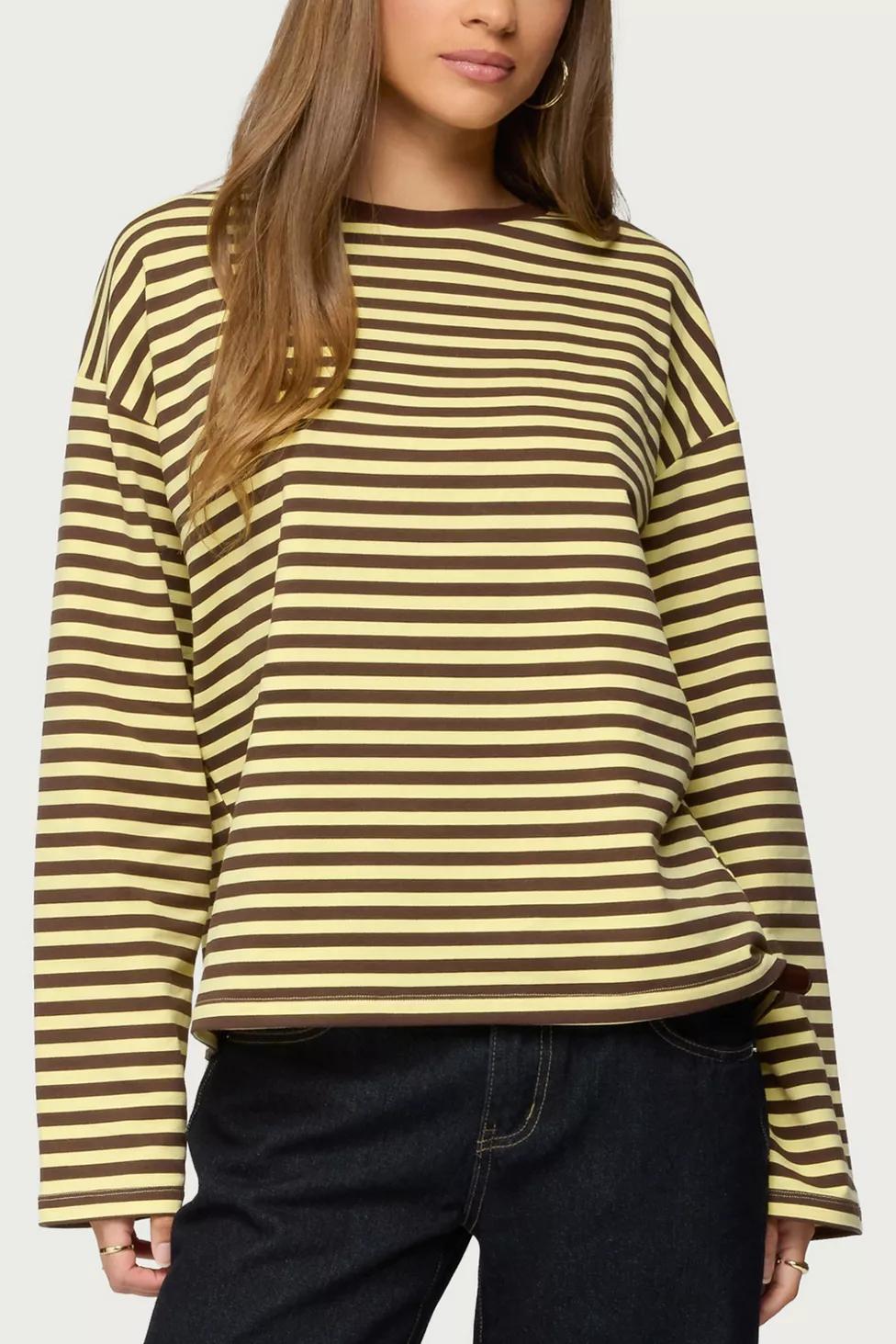 Edikted Jodie Oversized Striped Long Sleeve Top by EDIKTED