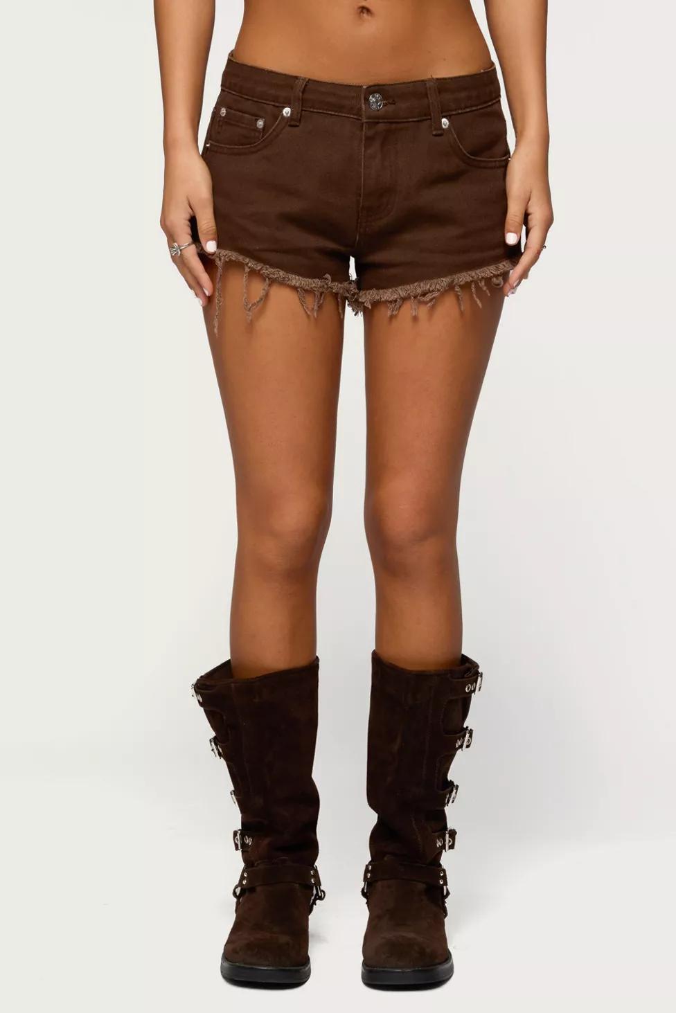 Edikted Josefina Low Rise Denim Shorts by EDIKTED