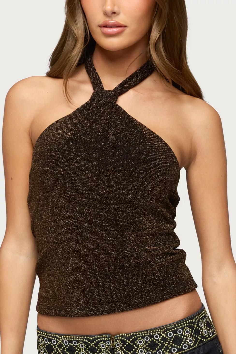 Edikted Katalya Glitter Halter Top by EDIKTED