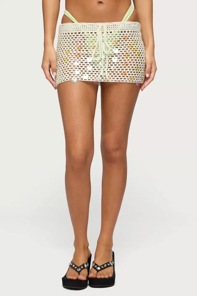Edikted Kirah Sequin Crochet Mini Skirt by EDIKTED