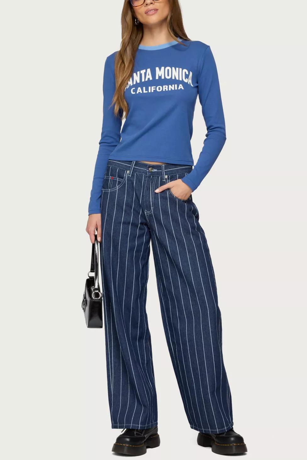 Edikted Kyler Pinstripe Low Rise Jean by EDIKTED