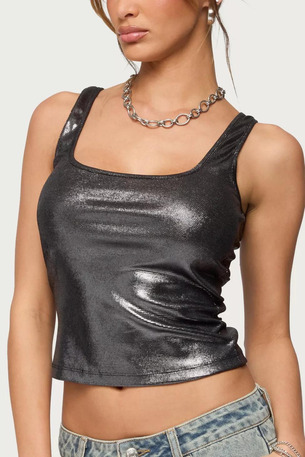 Edikted Laidie Metallic Tank Top by EDIKTED