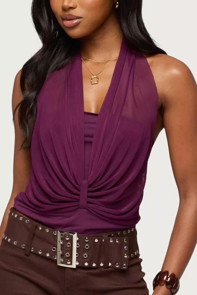 Edikted Layered Mesh Gathered Halter Top by EDIKTED