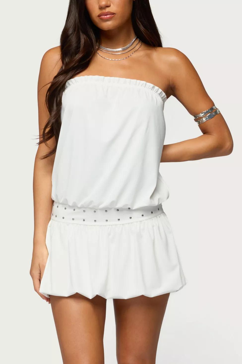 Edikted Layton Studded Strapless Bubble Mini Dress by EDIKTED