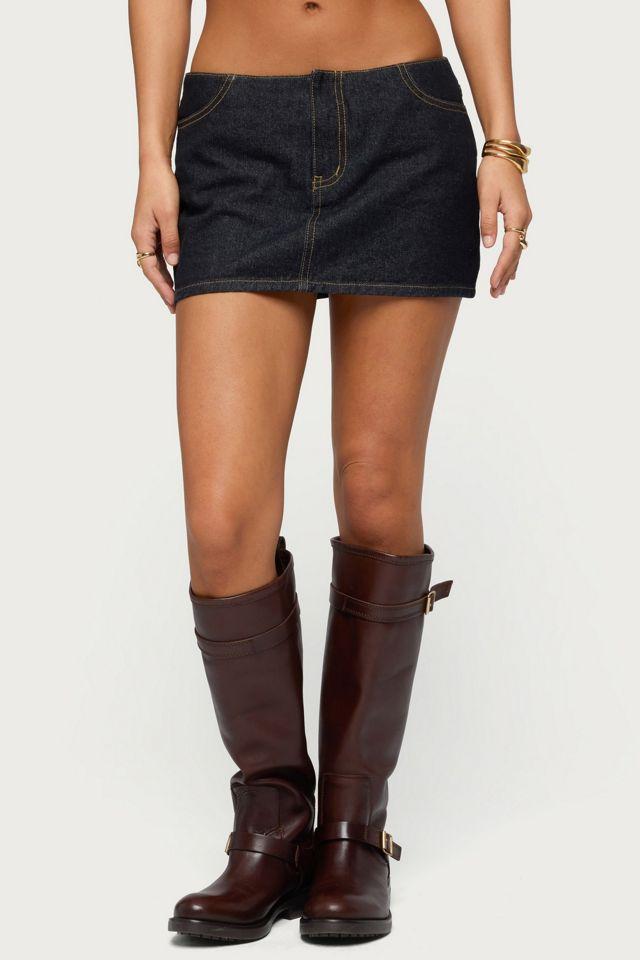 Edikted Leire No Waistband Denim Mini Skort by EDIKTED