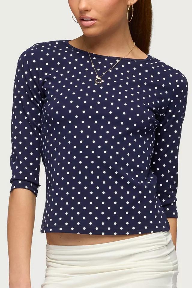 Edikted Lela Polka Dot Quarter Sleeve Top by EDIKTED