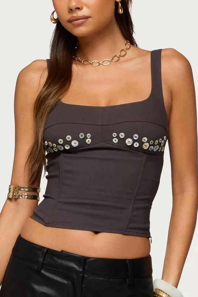 Edikted Libbie Iridescent Button Corset by EDIKTED