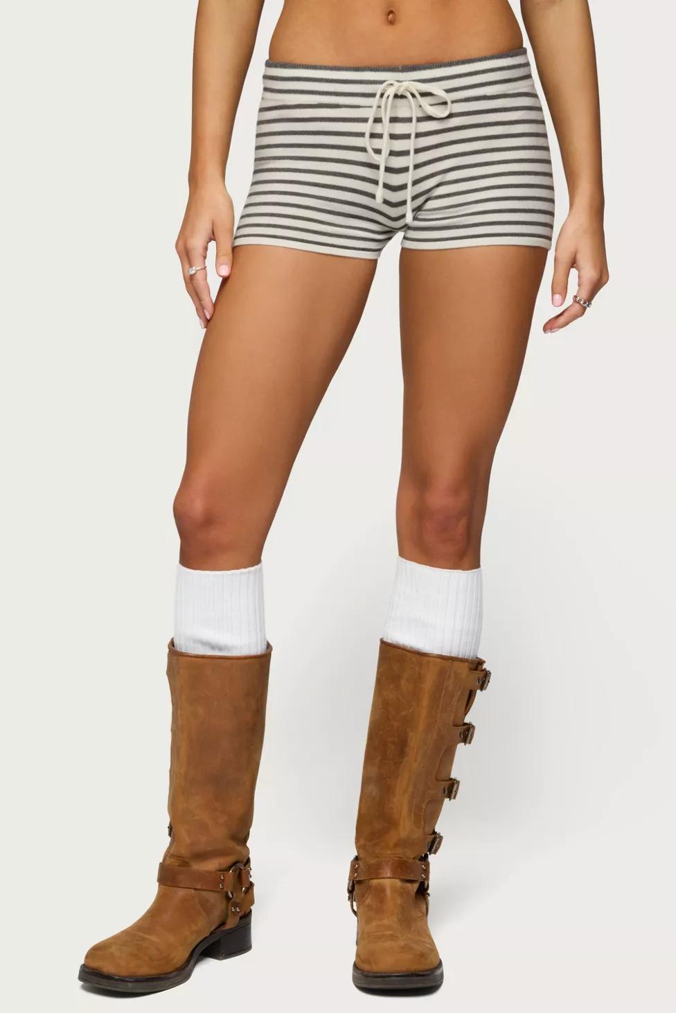 Edikted Lillian Striped Knit Shorts by EDIKTED