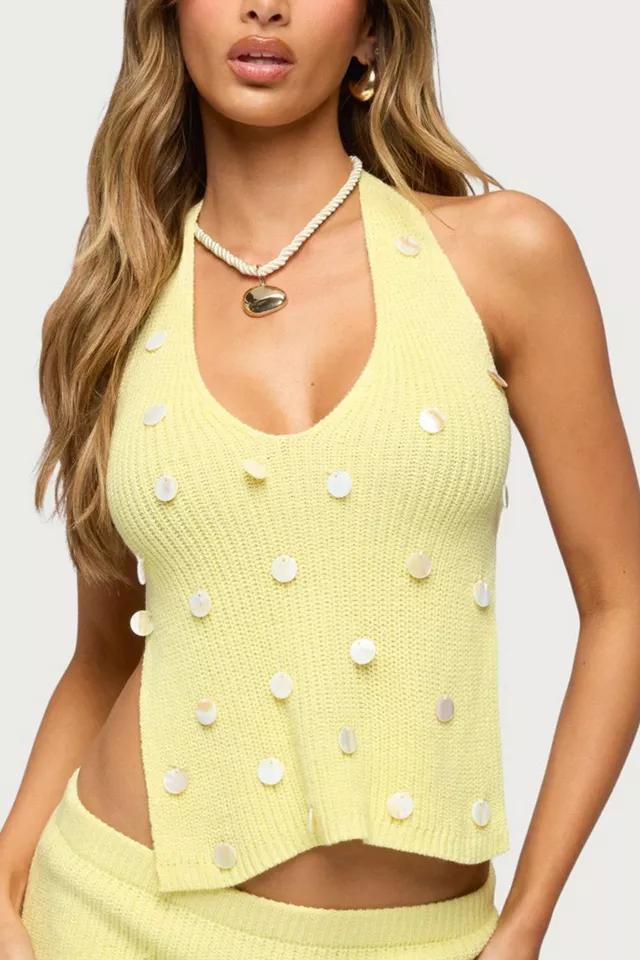 Edikted Lylah Backless Charm Knit Halter Top by EDIKTED