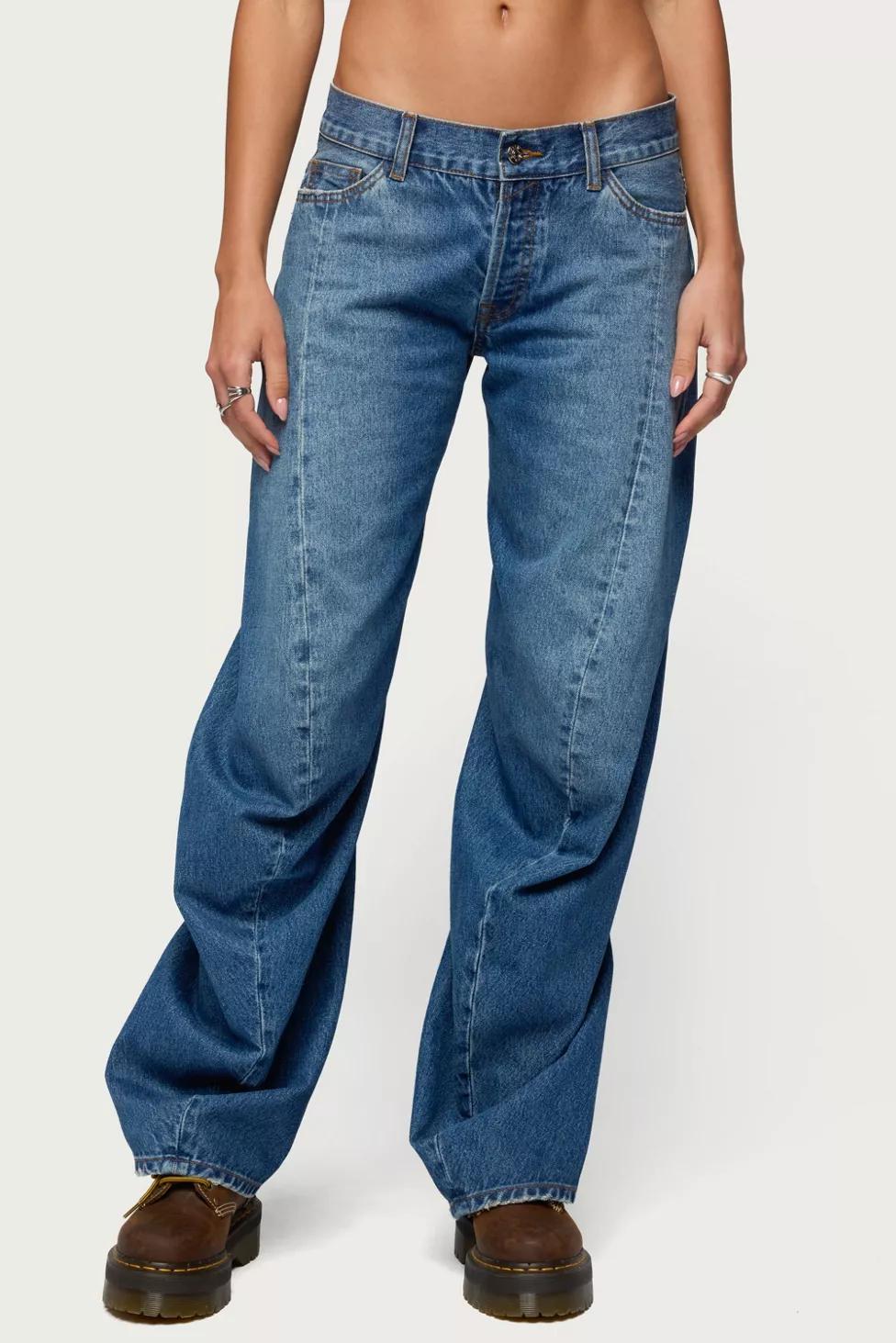 Edikted Maiah Low Rise Barrel Jean by EDIKTED