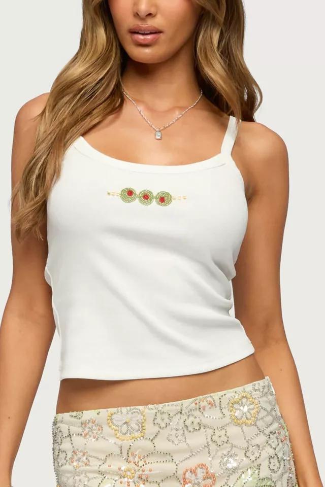 Edikted Martini Girl Bead Ribbed Tank Top by EDIKTED