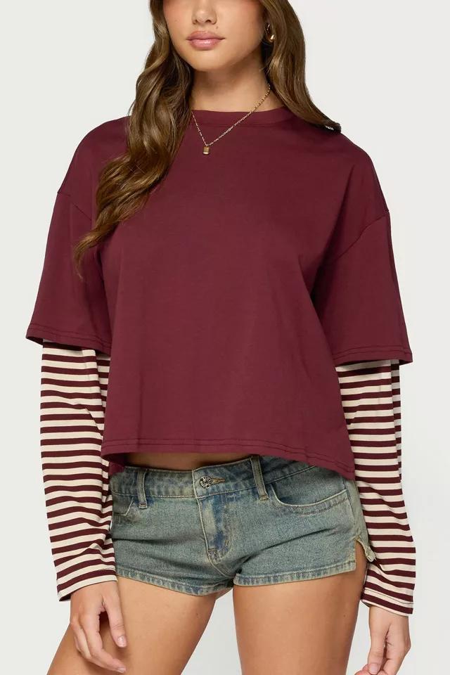 Edikted Nacie Layered Stripey Long Sleeve T Shirt by EDIKTED