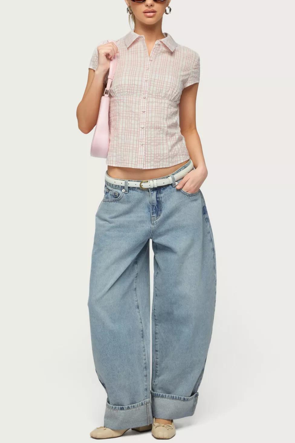 Edikted Petite Kella Low Rise Baggy Jean by EDIKTED