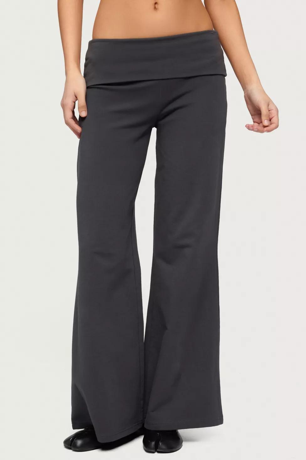 Edikted Petite Wide Leg Fold Over Pants by EDIKTED