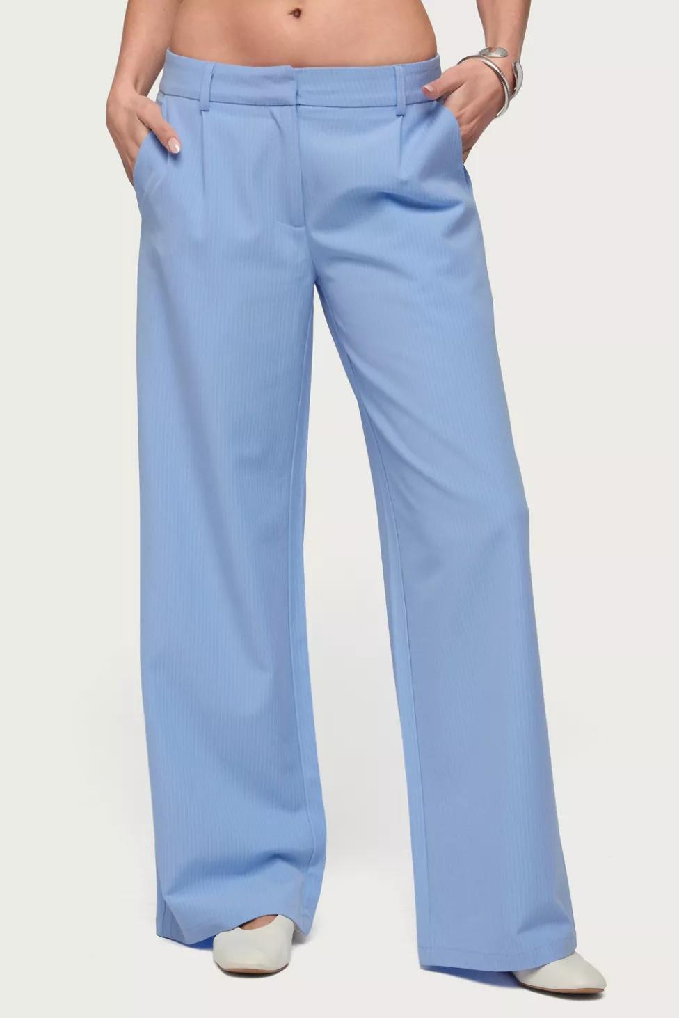 Edikted Pinstripe Tailored Straight Leg Pants by EDIKTED