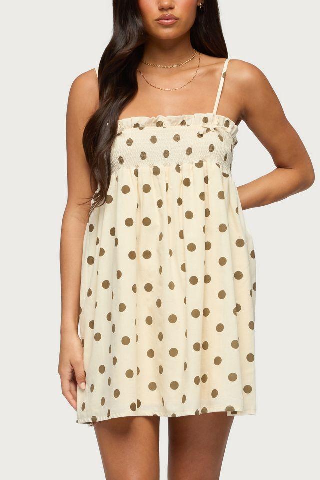 Edikted Polka Dot Linen Look Mini Dress by EDIKTED