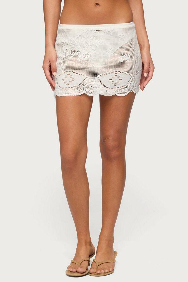 Edikted Rusa Sheer Crochet Mini Skirt by EDIKTED