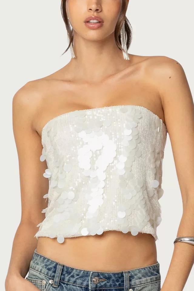 Edikted Samara Sequin Strapless Top by EDIKTED