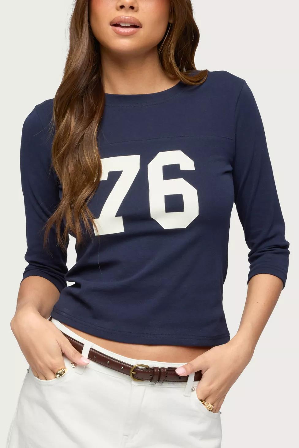 Edikted Seventy Six Quarter Sleeve T Shirt by EDIKTED