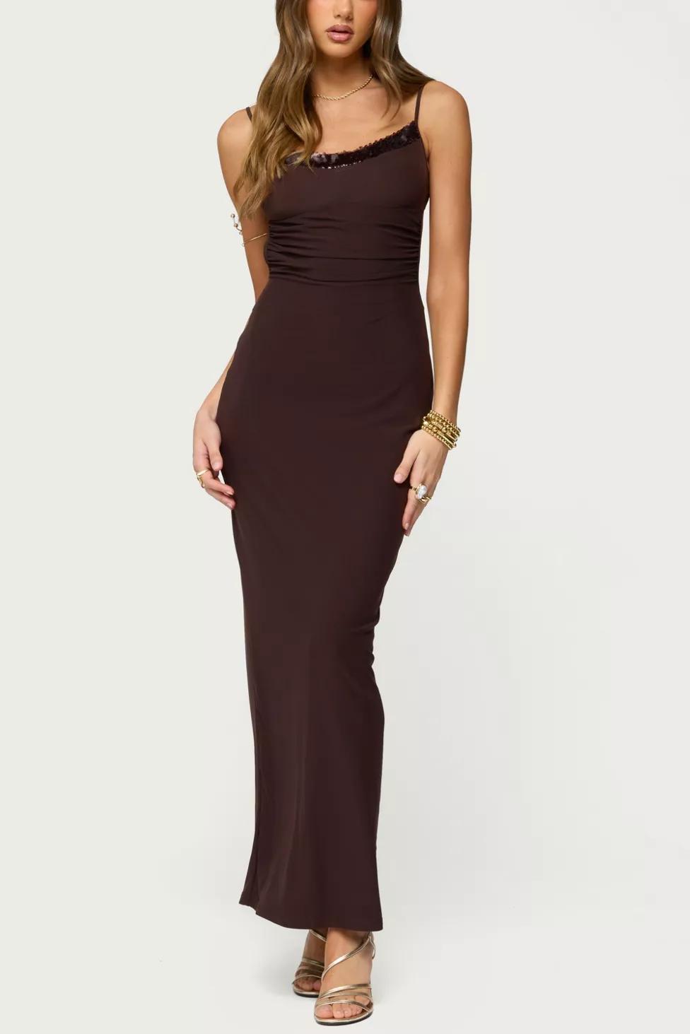 Edikted Shanna Backless Mesh Maxi Dress by EDIKTED