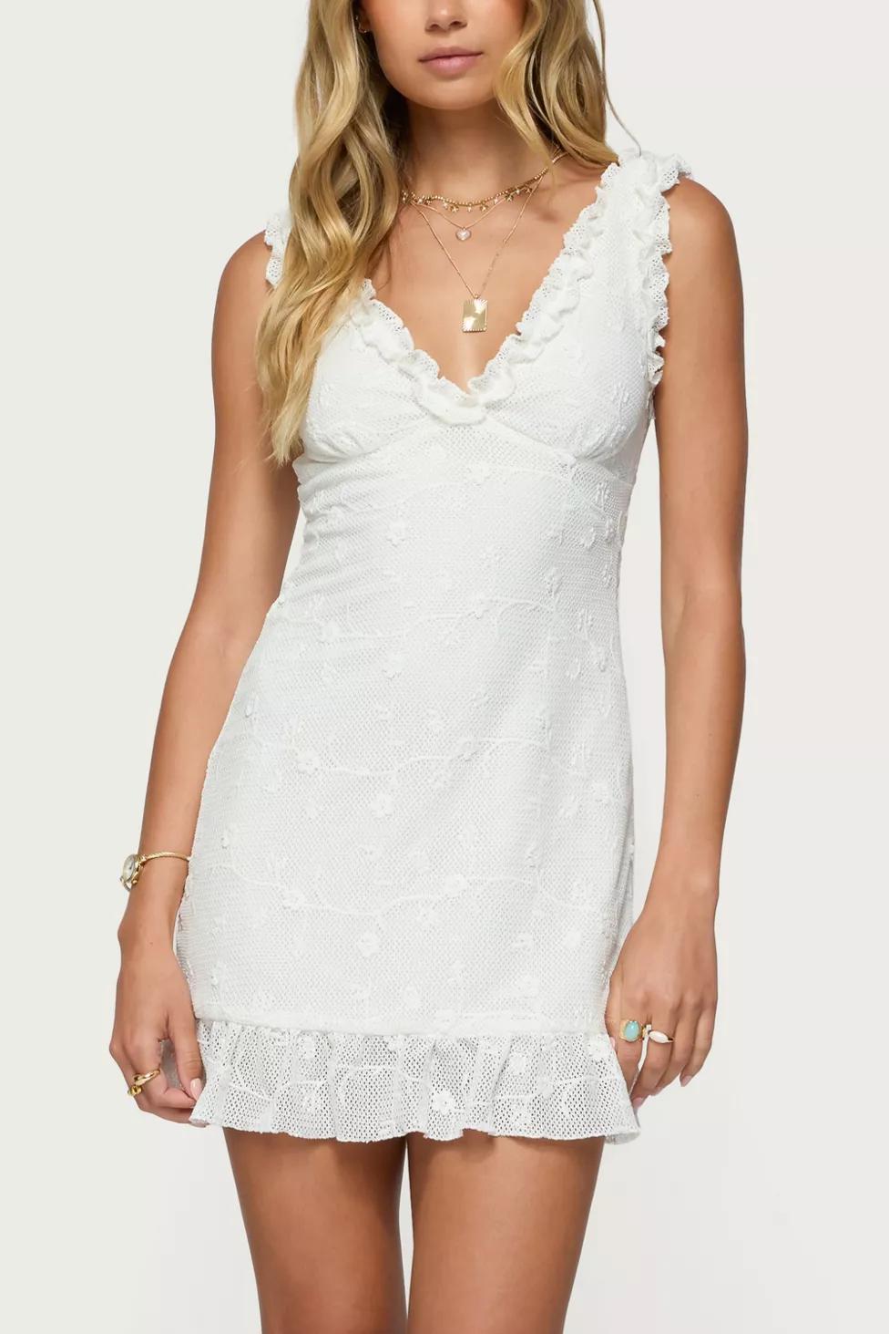 Edikted Shayla Ruffle Textured Mini Dress by EDIKTED