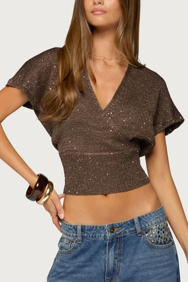 Edikted Shirah Backless Sequin Knit Top by EDIKTED