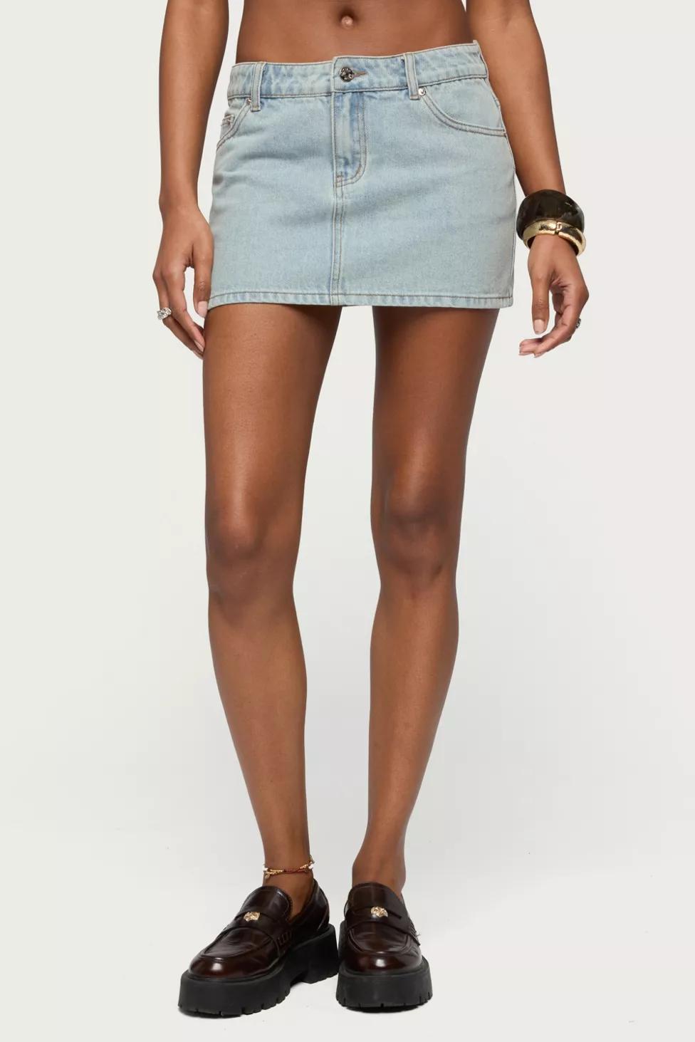 Edikted Spencer Low Rise Denim Micro Skirt by EDIKTED