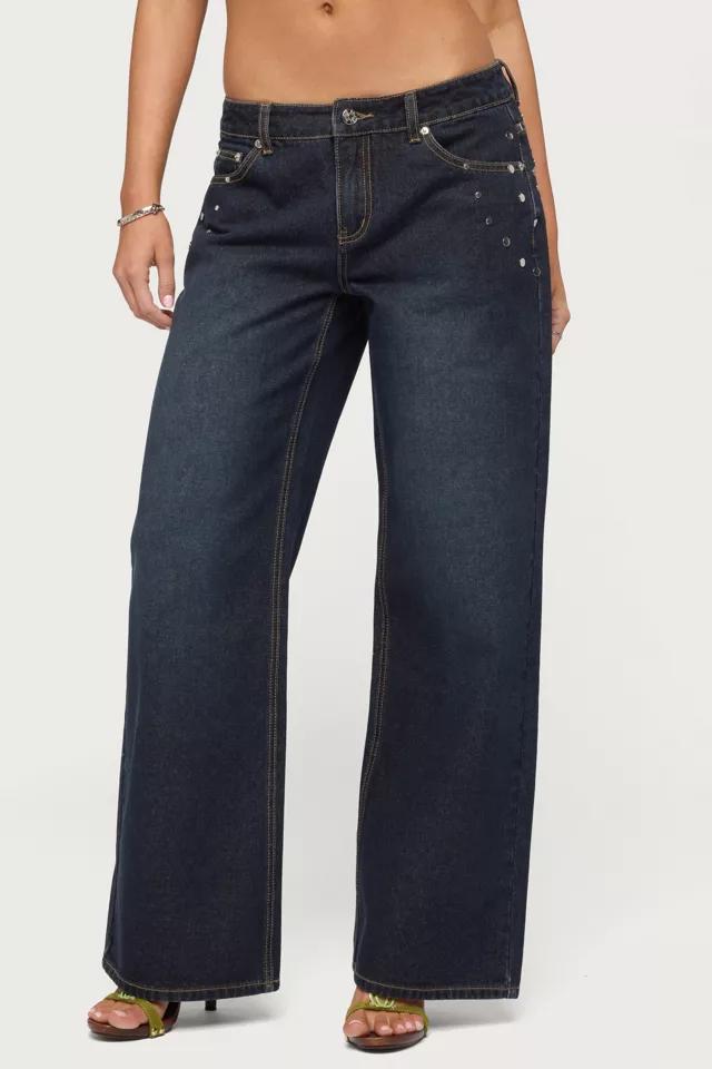 Edikted Spiral Studded Low Rise Baggy Jeans by EDIKTED