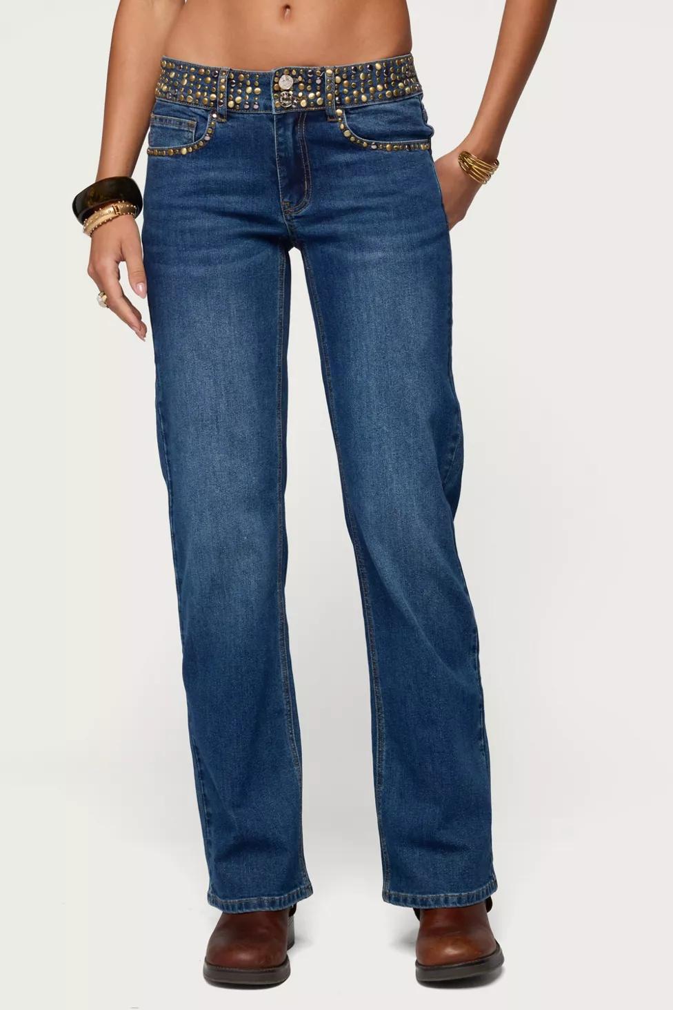 Edikted Studded Low Rise Straight Leg Jean by EDIKTED