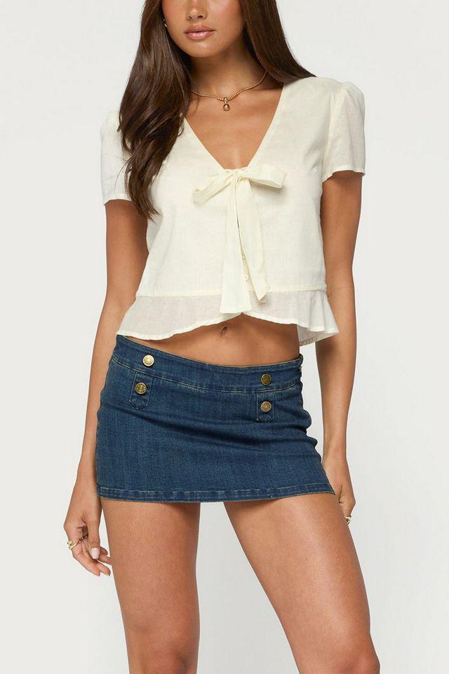 Edikted Taliyah Stretchy Denim Mini Skort by EDIKTED