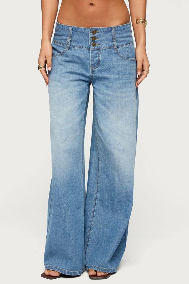 Edikted Wide Waistband Low Rise Baggy Jeans by EDIKTED